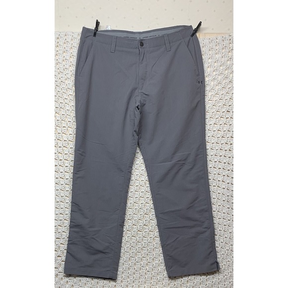 Under Armour Pants Men 38x30 Gray Striped Match Play Straight Golf Performance - Picture 1 of 9